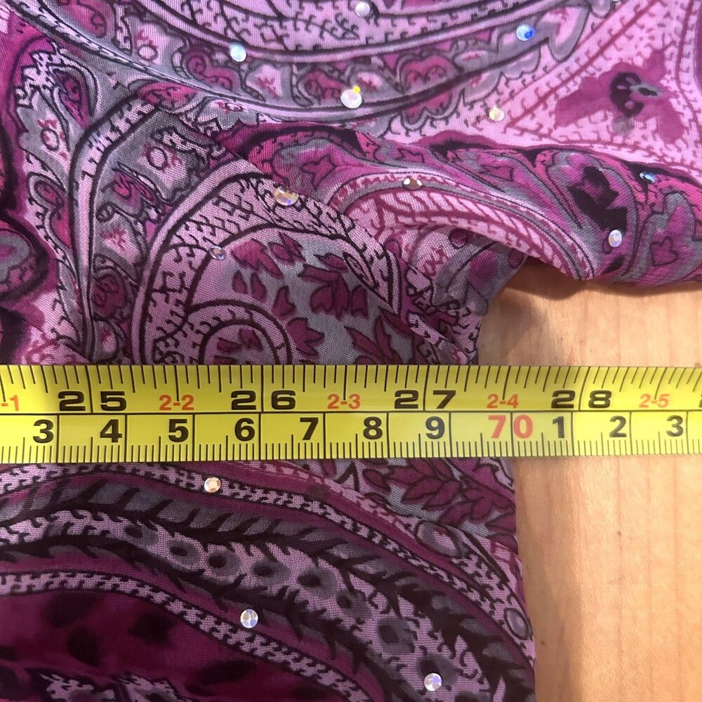 Maggie Barnes Womens Purple Pink Paisley Blouse-Beaded-Sz 2X-Flowy-Fairy-Event - Picture 6 of 8